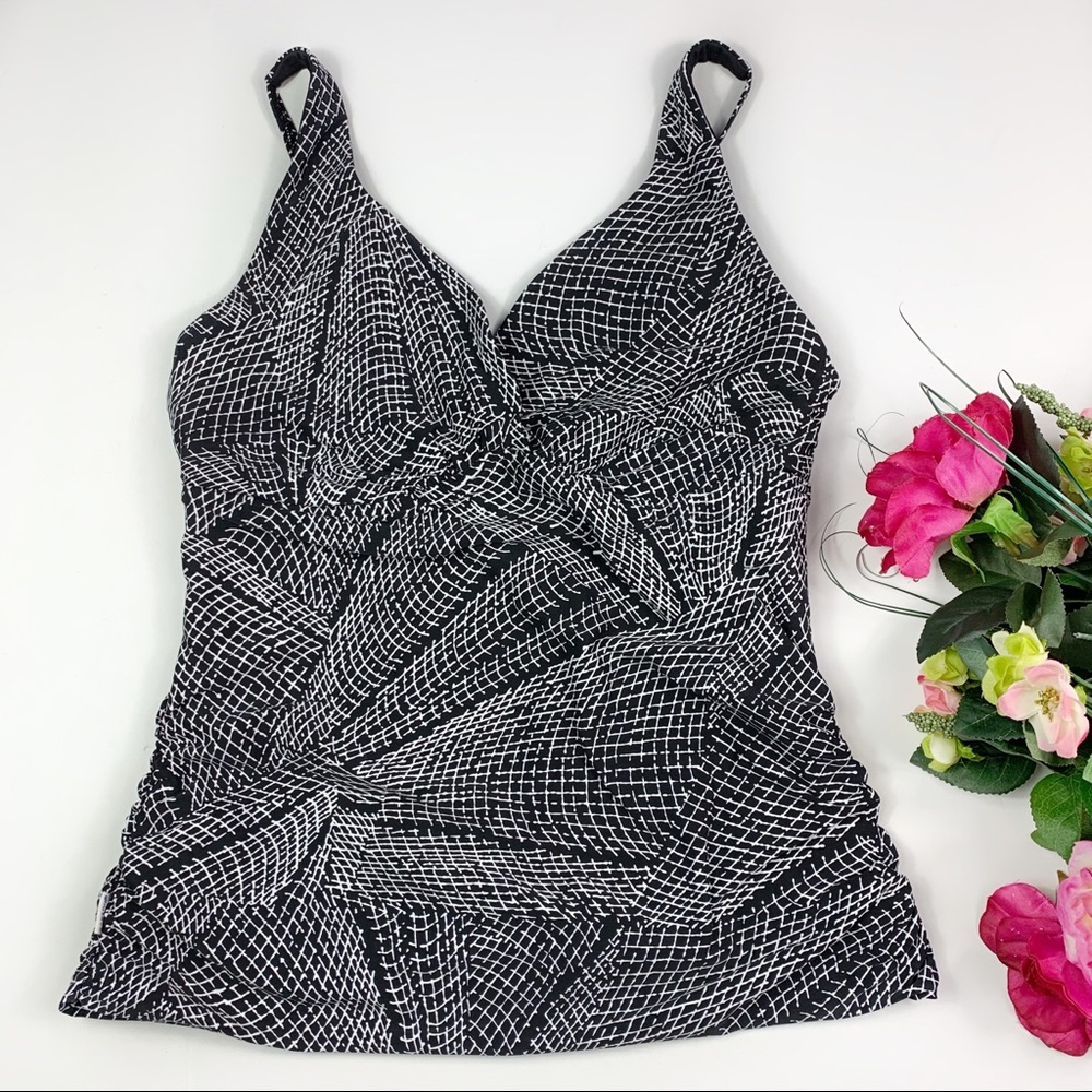 Captiva Underwire Surplice Tankini Swim Top M